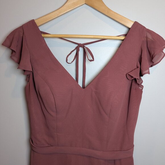 Azazie Women's Size A4 Claudine Amethyst Dresses Floor Length Chiffon - Picture 3 of 9